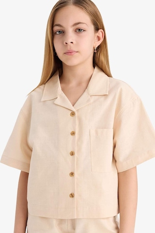 DeFacto Kız Çocuk Cropped Fit Keten Kısa Kollu Gömlek D7638A825SMER42