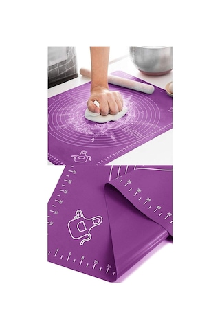 Mor Silikon Hamur Açma Matı Büyük Boy 50x40