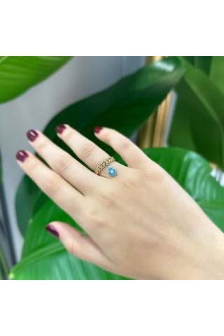 14k Altın Sallantılı Nazarlık Yüzük