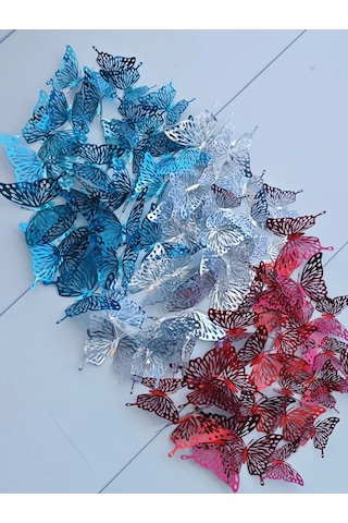 Galerea Prazdnıka Dekorasyon Ve Süsleme İçin 3d Kelebek Çıkartmaları 202537181 Açık Mavi
