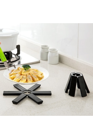 Gajeena Küçük Ev Aletleri Isıya Dayanıklı Fırın Matı Black Foldable Isıl Yalıtım Mutfak Minderi Anti-yanık Yemek Masası Minderi Siyah Paket