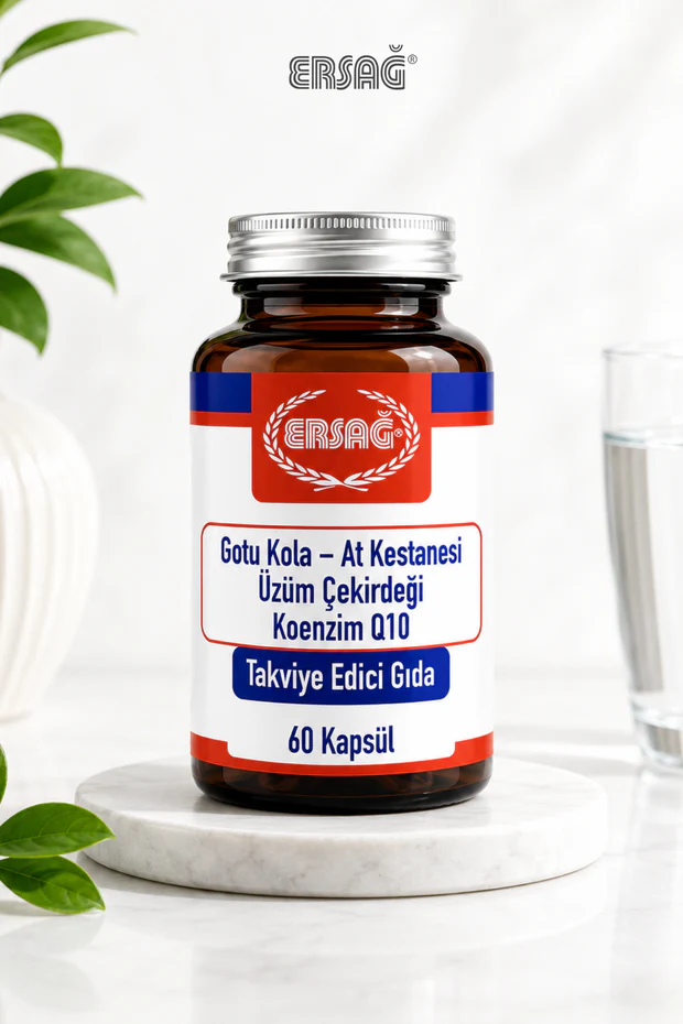 Ersağ Gotu Kola At Kestanesi Üzüm Çekirdeği Koenzim Q10 Takviye Edici Gıda