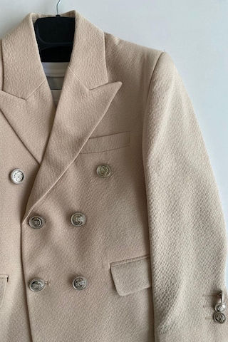 Gofre Kruvaze Ceketli Tişörtlü Çocuk Takım Elbise Bej Bej