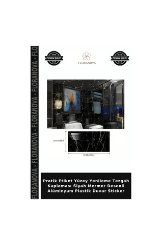 Pratik Etiket Yüzey Yenileme Tezgah Kaplaması Siyah Mermer Desenli Alüminyum Plastik Duvar Sticker