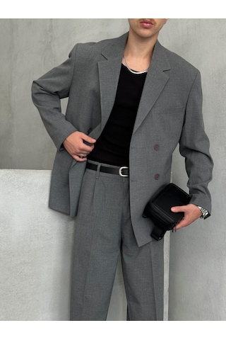 Erkek Oversize Rahat Kalıp Kruvaze Takım Elbise 001
