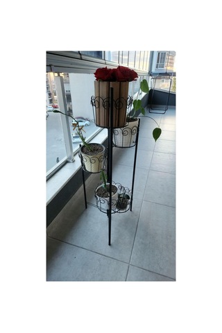 Katlanabilir Metal 5'li Saksılık - Siyah - 100 Cm Yükseklik - Kurulumsuz Boyalı Dekoratif Bitki Standı Diğer