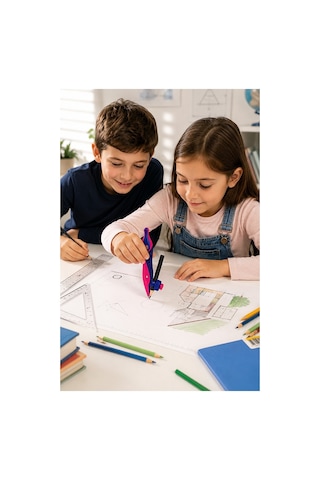 Mor Plastik Pergel Kurşun Kalemli 1 Adet Maped Kidz 191611 Pergel Matematik Geometri Mimari Proje Teknik Çizim
