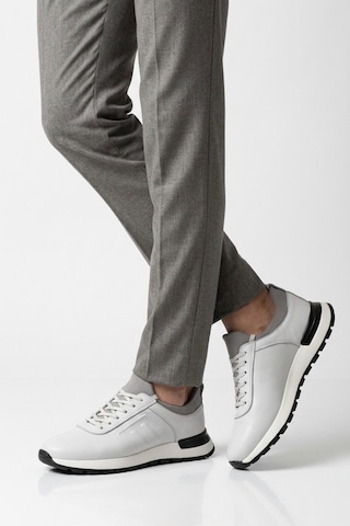 Voyager Erkek Beyaz Hakiki Deri Casual Ayakkabı Bağcıklı Rahat Konfor Tabanlı Sneaker M294 M