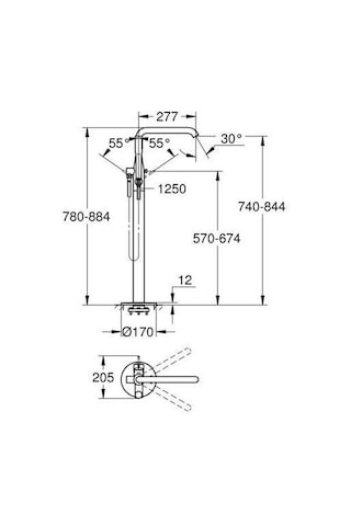 Grohe Essence 25248001 Yerden Küvet Bataryası Gri