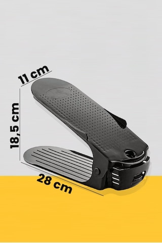 10 Adet Siyah 4 Kademeli Ayakkabı Rampası, Yükseklik Ayarlı Ayakkabılık Düzenleyici, Yer Tasarrufu Siyah