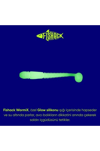 Silikon Kurt Yem - 1,1g 55mm - Fishack Wormix - 1 Adet - Uv - Beyaz