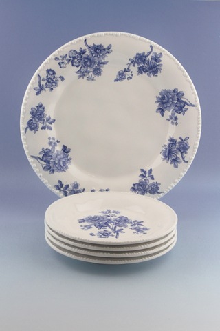 İnci Serisi Blue Blanc 5 Parça Porselen Pasta Takımı Beyaz