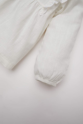 DeFacto Kız Bebek Bisiklet Yaka Floral Flamlı Poplin Uzun Kollu Gömlek E2833A525SPWT32 Beyaz
