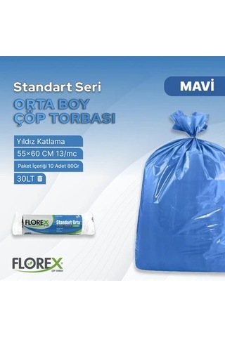 Vera Plast Çpş-0001 Orta Boy Mavi Çöp Poşeti 55 60 Cm 20 Rulo 50 Poşet 1000 Adet