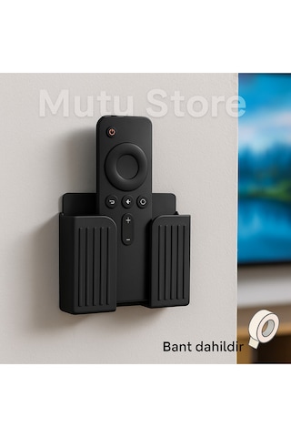 Yapışkanlı Duvara Monte Kumanda Tutucu - Telefon Şarj Standı - Organizer - Düzenleyici