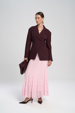 Veylia Uzun Pembe Dantel Etek Pembe