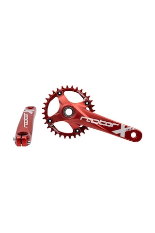 Raptor A28z-as322 32t 170 Mm Tek Yaprak Aynakol Seti Göbek+aynakol+yaprak Bisiklet Krank Seti Kırmızı Kırmızı
