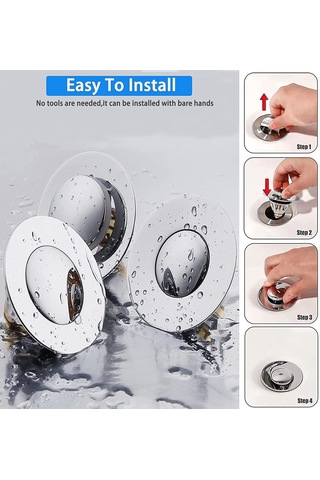 Tenfowee Krom Kaplama Yuvarlak Lavabo Süzgeci, 62 Mm Çapında, 33 Mm Montaj Deliği, Pirinç Malzeme, Gümüş Renk Diğer