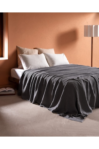 Madame Coco Avril Pamuklu Çift Kişilik Pamuklu Ecocell Lüks Pike - Antrasit Gri