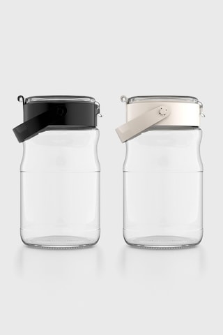 Renga Mono 1700 Ml 2'li Cam Kavanoz Seti 131072 Siyah-bej Renkli