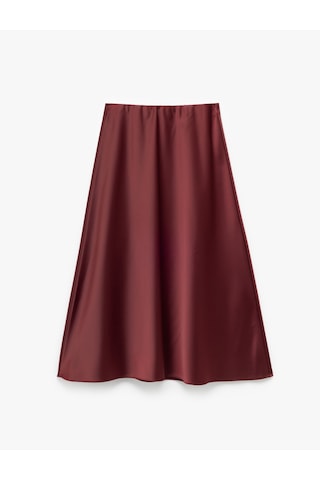 Koton Standart Bel Kloş Midi Boy Saten Etek Bordo 6wak70043uw Bordo