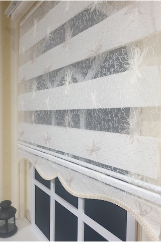 Zebra Stor Nakışlı Beyaz Etek Dilimli Stb 470 Beyaz