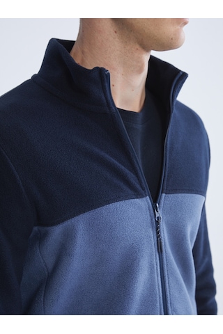 Lcwaıkıkı Basic Lacivert Dik Yaka Polar Erkek Fermuarlı Sweatshirt