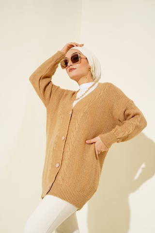 Bigdart 15768 Tesettür Triko Hırka - Vizon 001