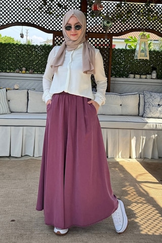 Rabia Şamlı Vera Etekli Pantolon Bordo Normal