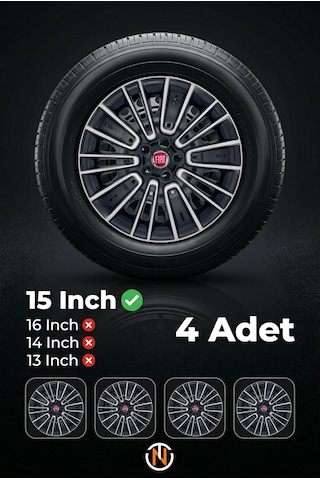 Fiat 15 İnç 5 Bijon Fiat Araçlar İle Uyumlu Kapağı Takım C119