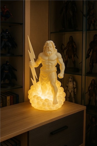Zeus Masa Lambası Mitolojik Dekoratif Gece Lambası - Ev Ve Ofis İçin Gold