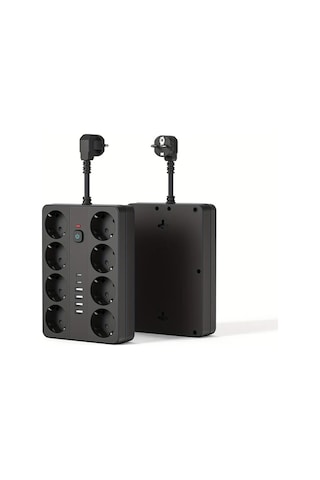 Honeybeeshop 1 Adet 14ü 1 Arada Şarj Koruma Güç Şeridi Kısa Kablo 8 Ac Çıkış 4 Usb A 2 Type C Ev Ofis Seyahat Bilgisayar İçin Siyah