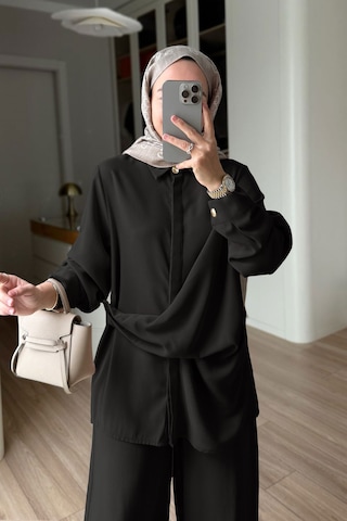 Ka Hijab Bağlama Detaylı Takım - Siyah