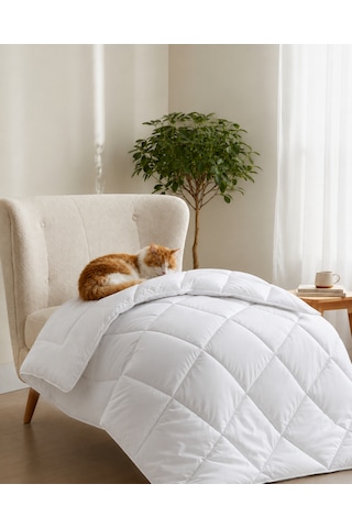 Yumuşak İthal Silikon Elyaf -tek Kişilik Yorgan .microfiber Üst Kumaş Beyaz