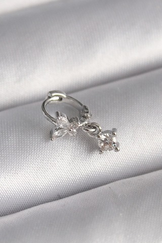 Ceylan Adam 316l Çelik Gümüş Renk Zirkon Taşlı Kelebek Model Sallantı Detay Tragus Piercing Çok Renkli