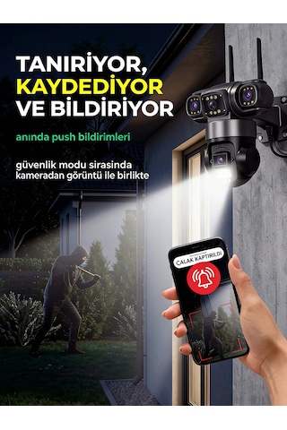 24 Saat Kablosuz 4g Sım + 9mp Kamera İki Yönlü Sesli Alarm Ip66 Su/toz Korumalı Güvenlik Sistemi