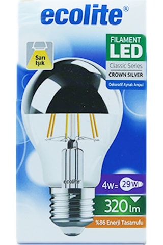 Ecolite 4W 220-240V 320Lm 2700K E27 A60 Led Flamanlı Ampul 5 Adet