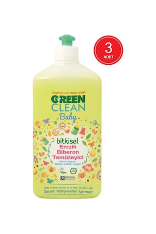 U Green Clean Baby Portakal Yağlı Bitkisel Biberon ve Emzik Temizleyici 3 x 500 ML
