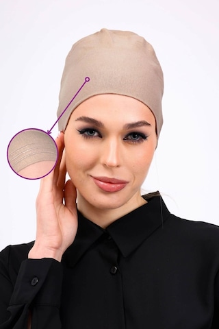 Kaymayan Silikonlu Dikişsiz Bone - Kaymaz Kadın Tesettür Bağlamalı İç Bone-vizon Vizon