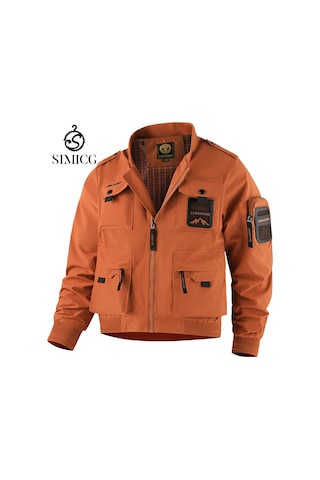 Su Geçirmez Kargo Çok Cepli Askeri Erkek Ceketi Kırmızı