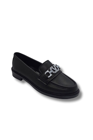 Tarzbu Kadın Siyah Taşlı Tokalı Rahat Comfort Taban Loafer Babet Ayakkabı Tarzkltopuklubabet1 1961 Sıyah