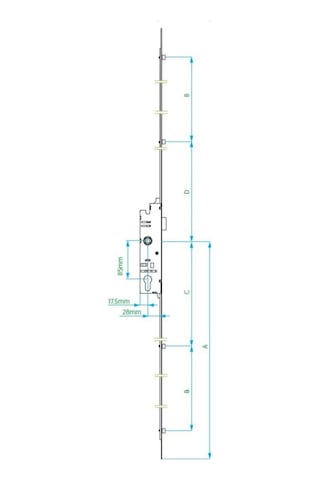 Plastik Gövdeli Pvc Kilitli Kapı Ispanyolet 180 Cm 28/85 Eksen