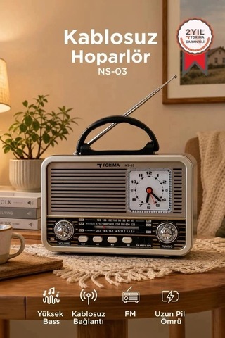 Özel Seri Torima Bluetooth Hoparlör Nostaljik Radyo Speaker Ns03 Altın Dijital Cihaz Klasik