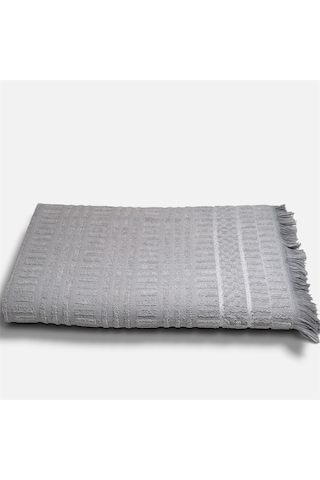 Botti Home %100 Pamuk Jakarlı Banyo Havlusu 100 X 150 Cm Çeyizlik Yumuşak Dokulu Havlu Açik Gri