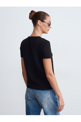 Dilvin 32779 Bisiklet Yaka T-shirt-siyah