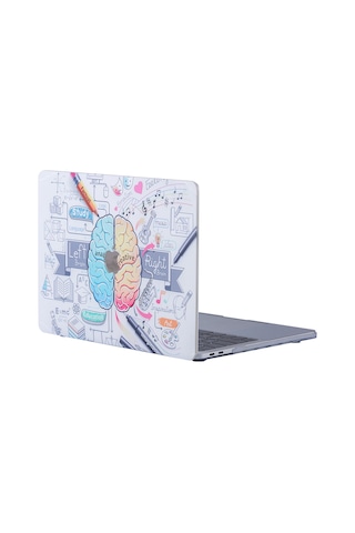 Macbook Air Kılıf 13 İnç Beyin Desenli Brain Eski Usb'li Model 2010-2017 A1369 A1466 İle Uyumlu Beyaz