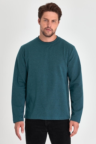 MMetalic Çift Bisiklet Yaka Standart Rahat Kesim Erkek Sweatshirt Petrol