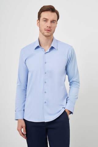 Morven Erkek A. Mavi Pamuk Düz Desen İtalyan Yaka Slim Fit Gömlek 24mc004091311 A. Mavi