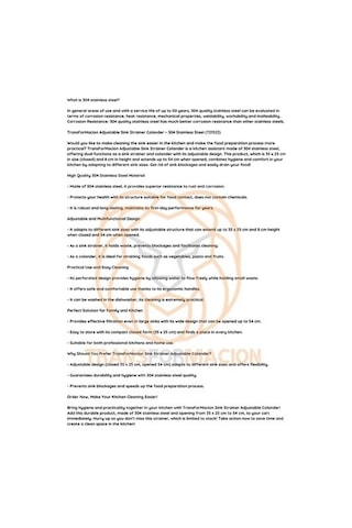 Transformacion Lavabo Süzgeci Ayarlanabilir Kevgir 304 Paslanmaz Çelik 721523
