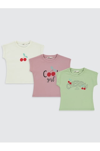 Civil Girls Kız Çocuk 3'lü Tişört Set 2-5 Yaş Yeşil